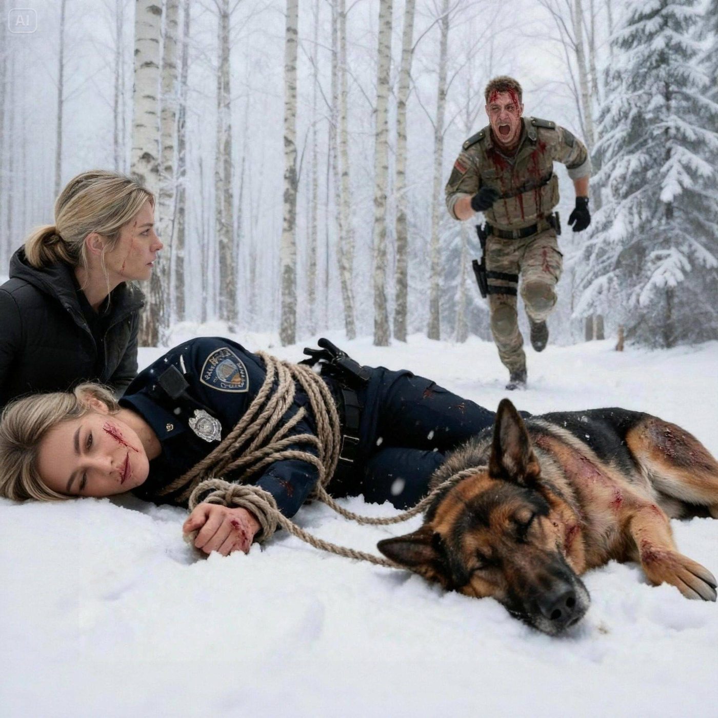 Mrożący krew w żyłach moment, w którym oficer Emily Harper została pozostawiona na pewną śmierć podczas śnieżycy – aż do momentu, gdy pojawił się czworonożny anioł stróż i…