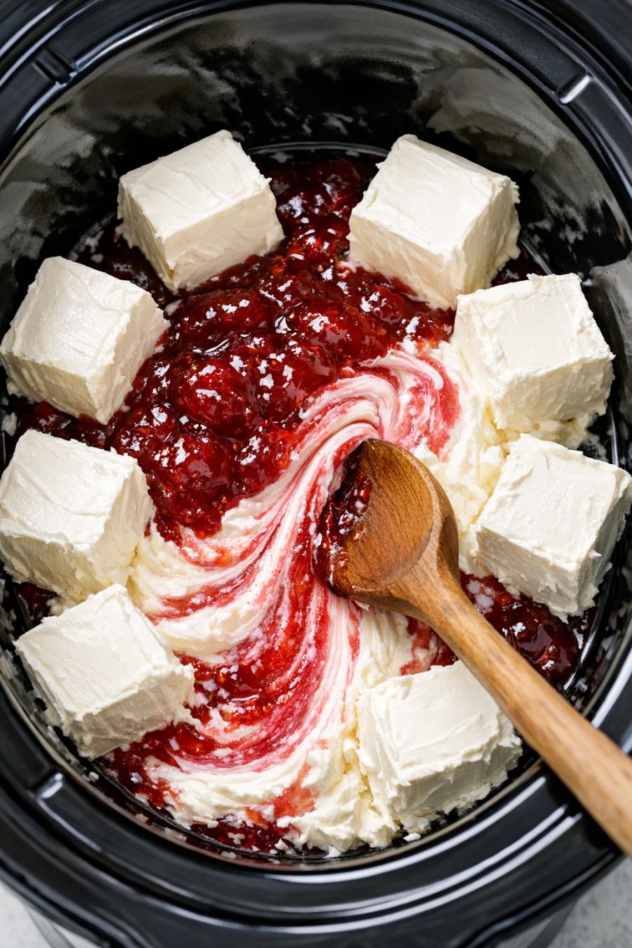 Potluck secret weapon: spoon in strawberry jam, add cream cheese, and let it turn into something people won’t stop circling back for.