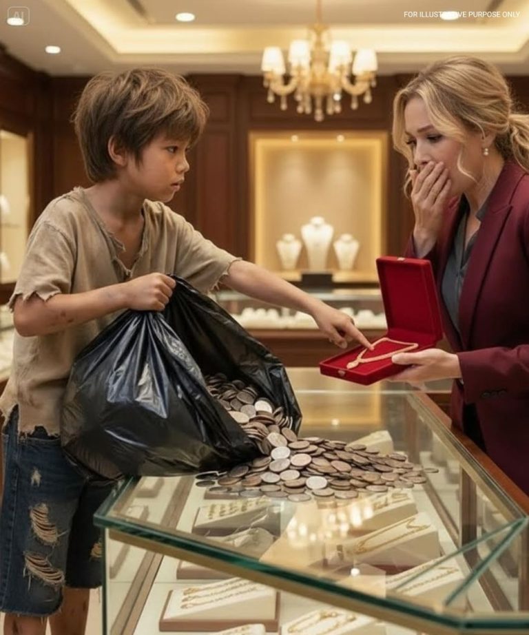 Obdrapany chłopiec wszedł do luksusowego sklepu jubilerskiego i wysypał niezliczone monety na lśniącą ladę. Strażnik ruszył, żeby go wyprosić – aż kierownik zamarł, słysząc słowa chłopca, które uciszyły wszystkich bogatych klientów.