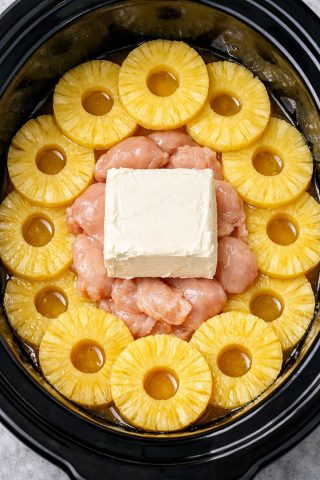 Snow-day energy: drop in chicken and cream cheese, then let the sweet-and-salty vibes do the heavy lifting while you stay parked on the couch.