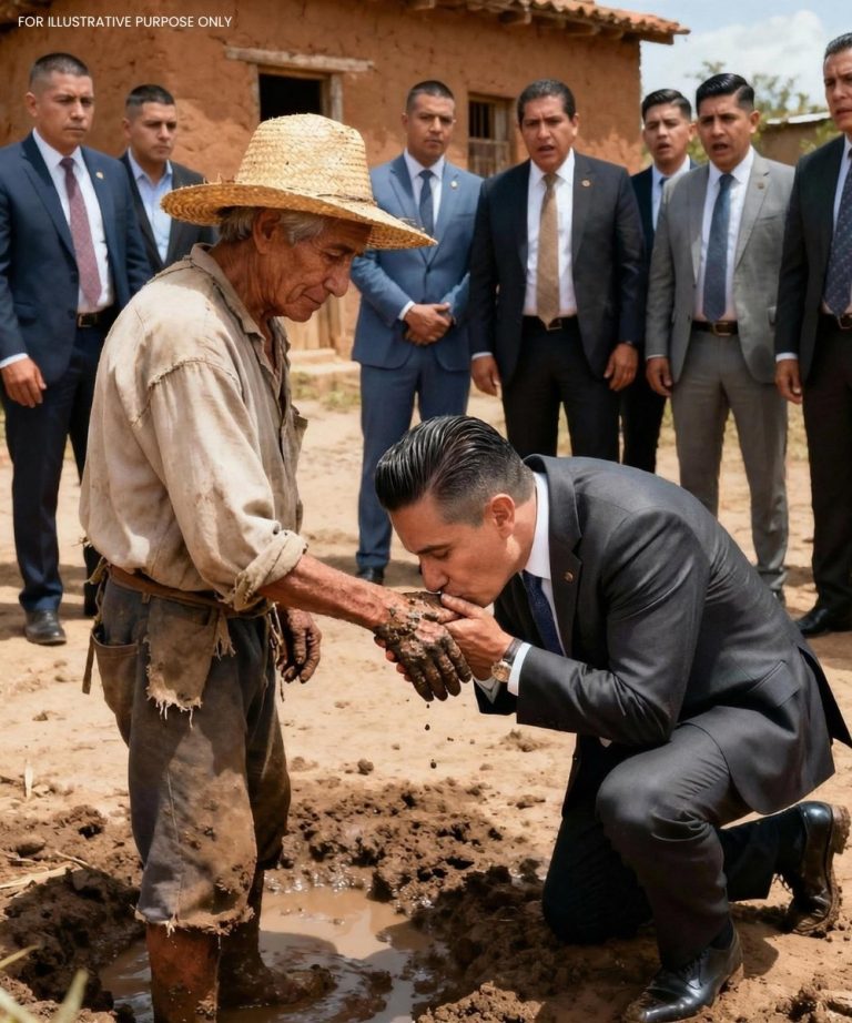 Nie przyjechał samochodem, ale starym traktorem rolniczym. Miał na sobie wyblakłą koszulę, kapelusz palmowy i zabłocone buty.