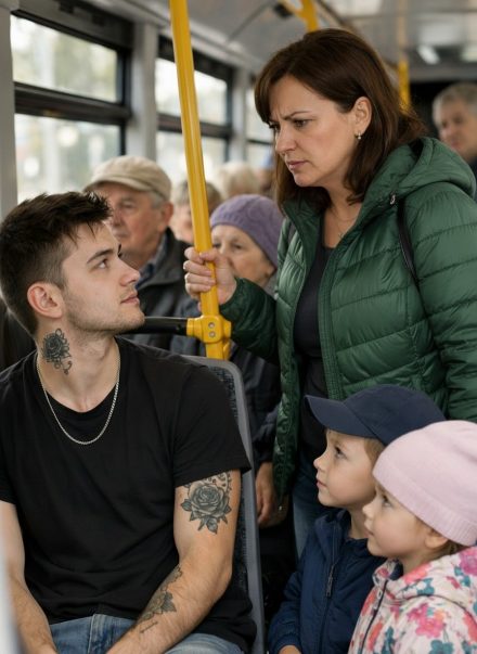 W autobusie kobieta z dwójką dzieci wszczęła skandal i zażądała, aby młody mężczyzna ustąpił jej miejsca, ale nagle młody mężczyzna zrobił coś, co sprawiło, że wszyscy pasażerowie zamarli.