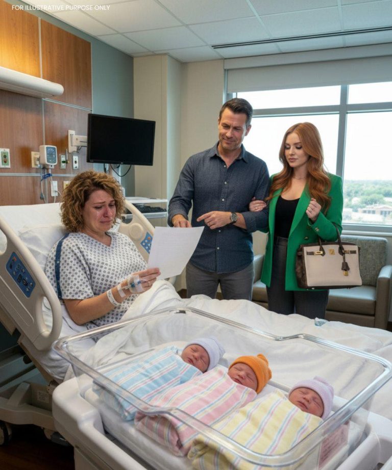 Po urodzeniu trojaczków, mój mąż przyprowadził swoją kochankę do szpitala z Birkinem przewieszonym przez ramię, tylko po to, żeby mnie upokorzyć. „Jesteś teraz za brzydka. Podpisz rozwód” – zadrwił.