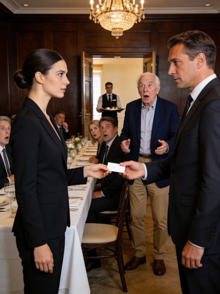 Przez 5 lat tata powtarzał rodzinie, że jestem kelnerką i rozczarowaniem. Na swoje 60. urodziny przedstawił mnie jako „tę, która nie skończyła studiów”. Uśmiechnęłam się, nic nie powiedziałam i podałam mu wizytówkę. Spojrzał na nią, spojrzał na mnie, a szklanka wypadła mu z ręki. Wtedy mój kierowca otworzył drzwi wejściowe.